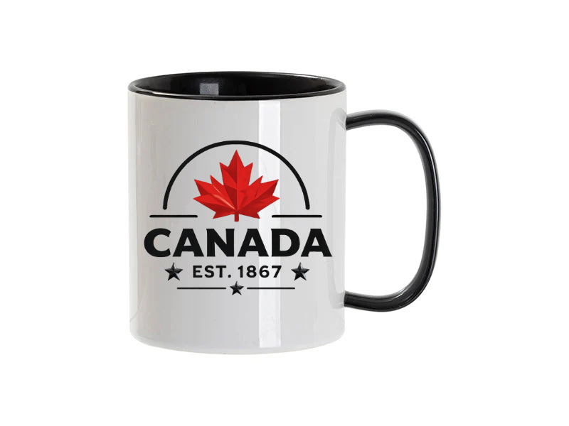 Canada Day Ceramic Mug — Black — front view